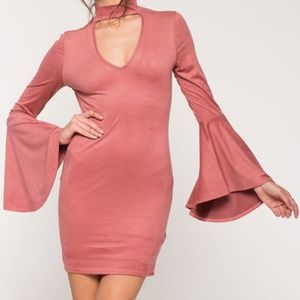 Cut Out Suede Dress